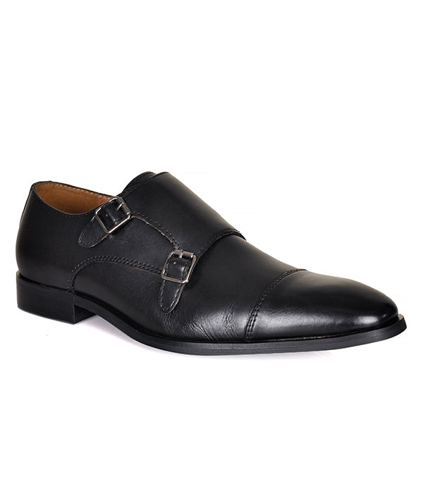 Aldo Black Double Monk Strap Leather Shoes