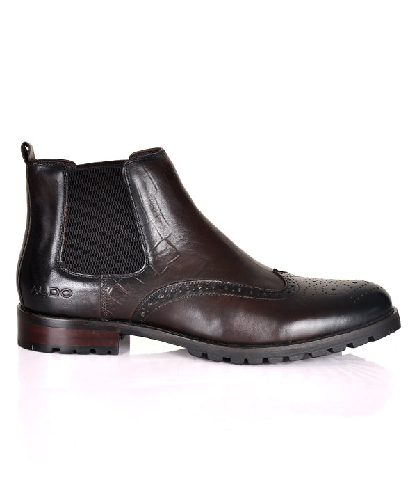 Aldo Coffee Leather Men Boots