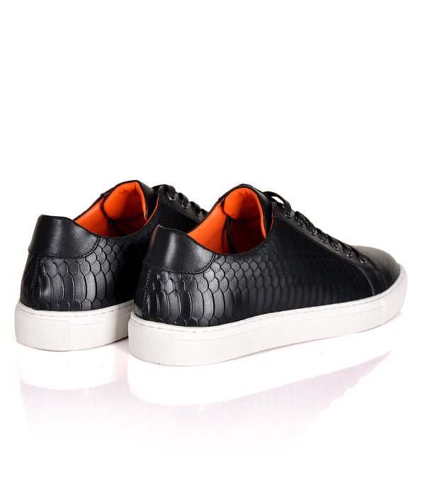Billionaire Croc Leather Black Sneakers
