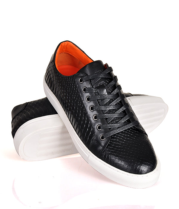 Billionaire Croc Leather Black Sneakers