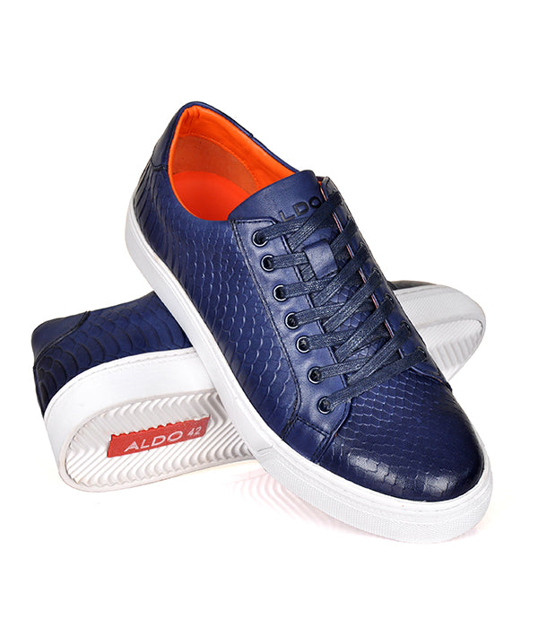 Aldo Croc Leather Blue Lace-up Shoes