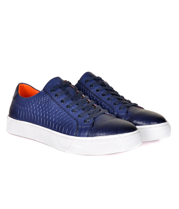 Aldo Croc Leather Blue Lace-up Shoes