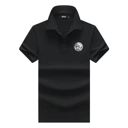 Medusa Collection Men's Cotton Polo Shirt-Black