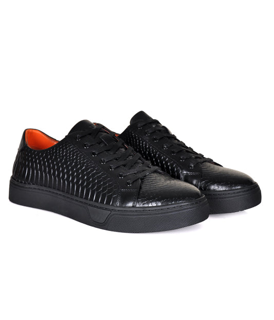 Aldo Croc Leather Black Lace-up Shoes