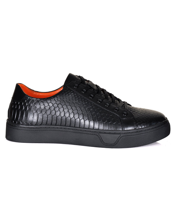 Aldo Croc Leather Black Lace-up Shoes