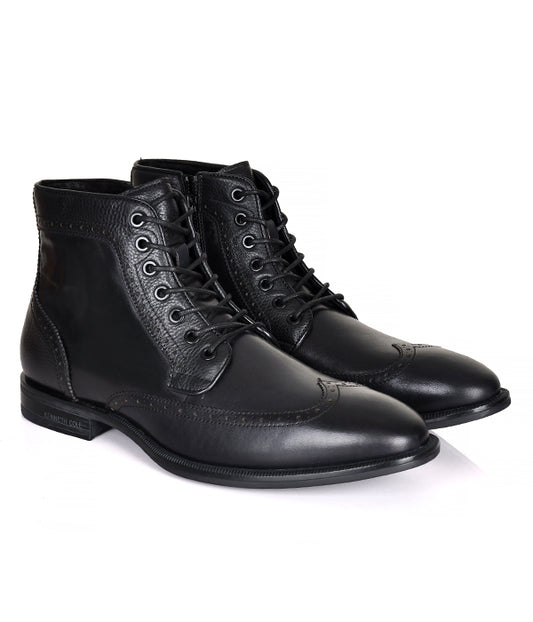 Kenneth Cole Design Leather High-Top Lace-up Shoe Black