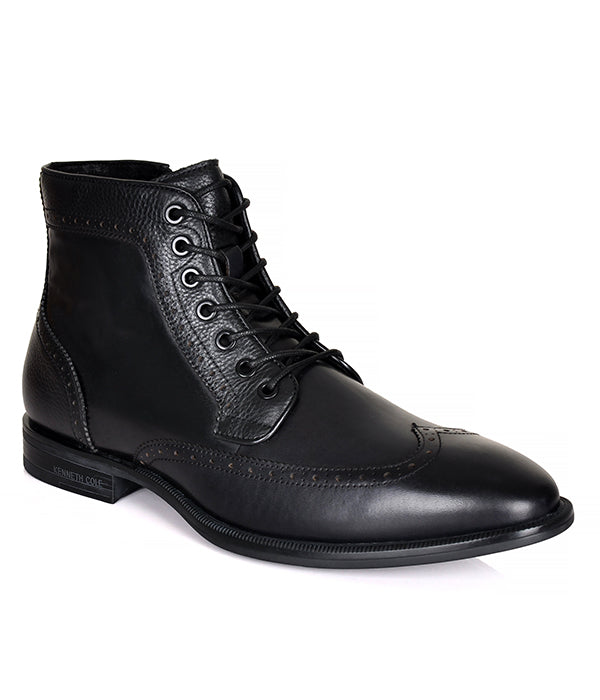 Kenneth Cole Design Leather High-Top Lace-up Shoe Black