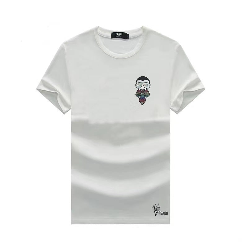 Fendi Crew Neck Men's Cotton T-shirt-White