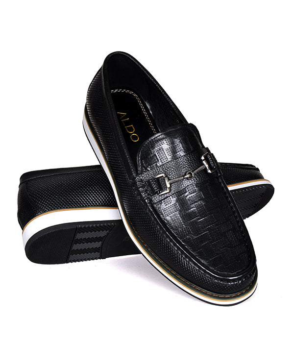 Men's Horsebit Buckle Formal Embossed Outdoor Comfort Slip On Loafer Shoes