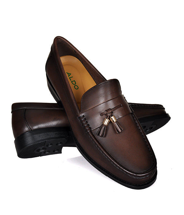 Coffee Plain Tassel Aldo Loafers