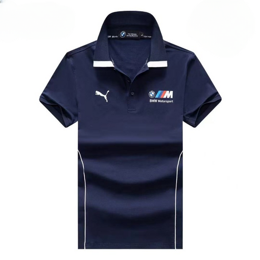 BMW men's navy buttoned polo shirt
