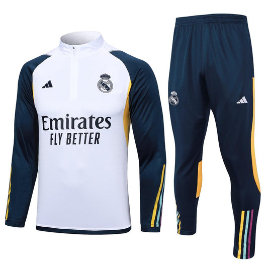 Real Madrid Zipper Sweat Kit(Top+Pants) White 2023/24