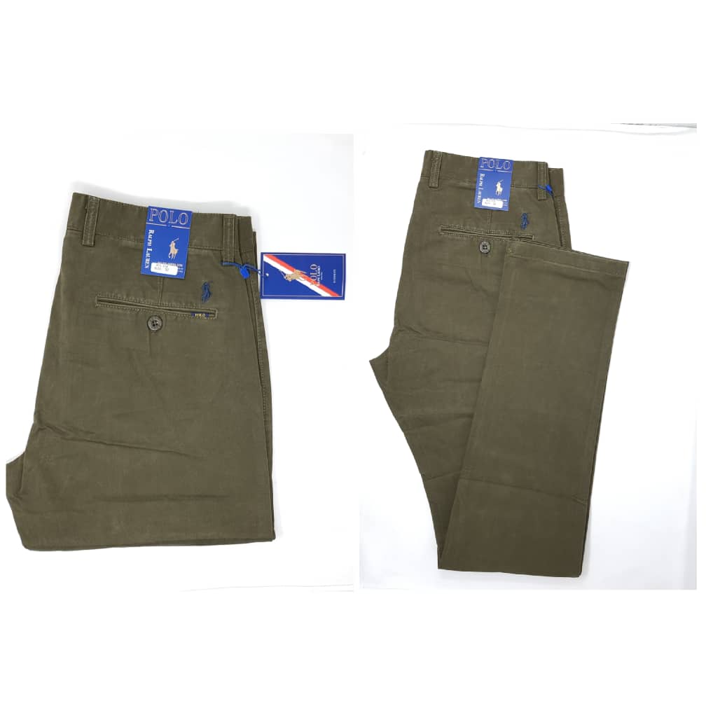 PRL Classic Fit Chinos Trousers-Men's-Green