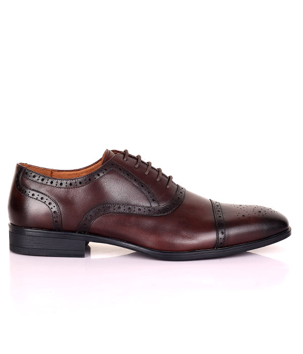 Kenneth Cole Toe Cap Brogues Oxford Lace-up Shoe|Coffee