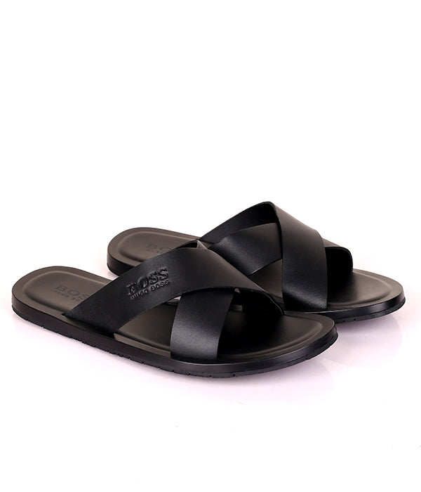 HB Plain Cross Cover Slides |Black