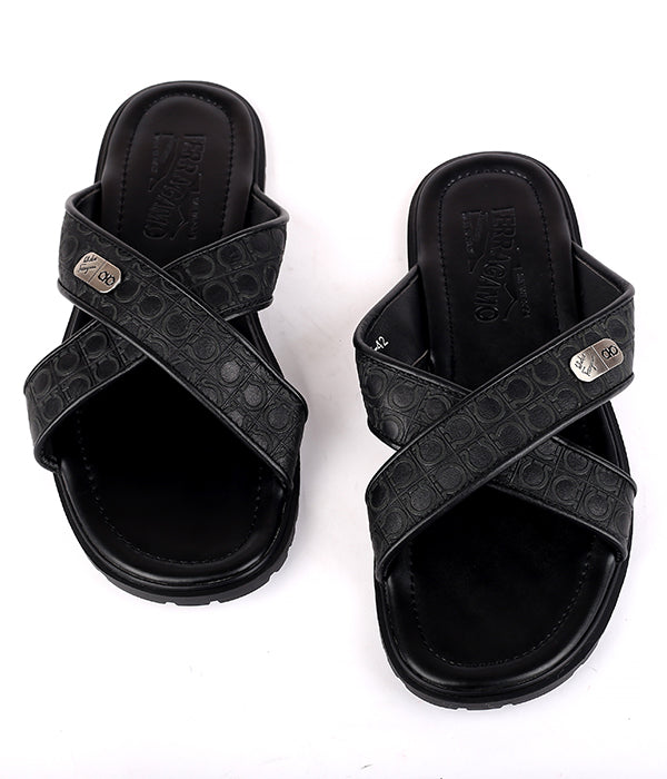 S Ferragamo crisscross embossed slippers Black Ajebomarket