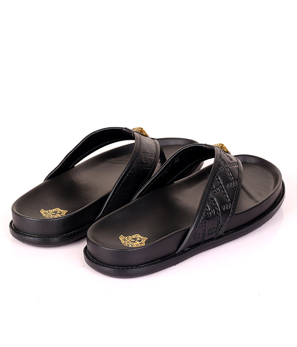 Medusa Logo Thong Slipper|Black