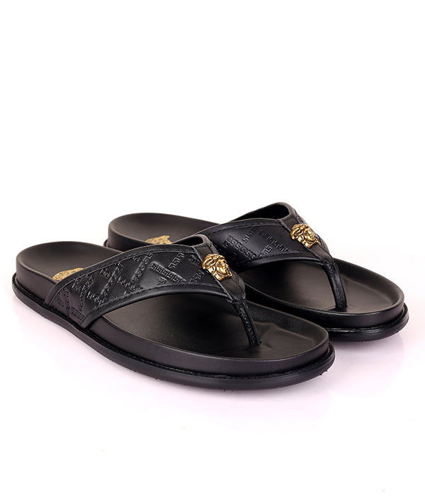 Medusa Logo Thong Slipper|Black