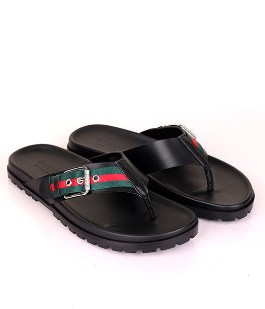 GG Buckle Design Thong  Slipper|Black