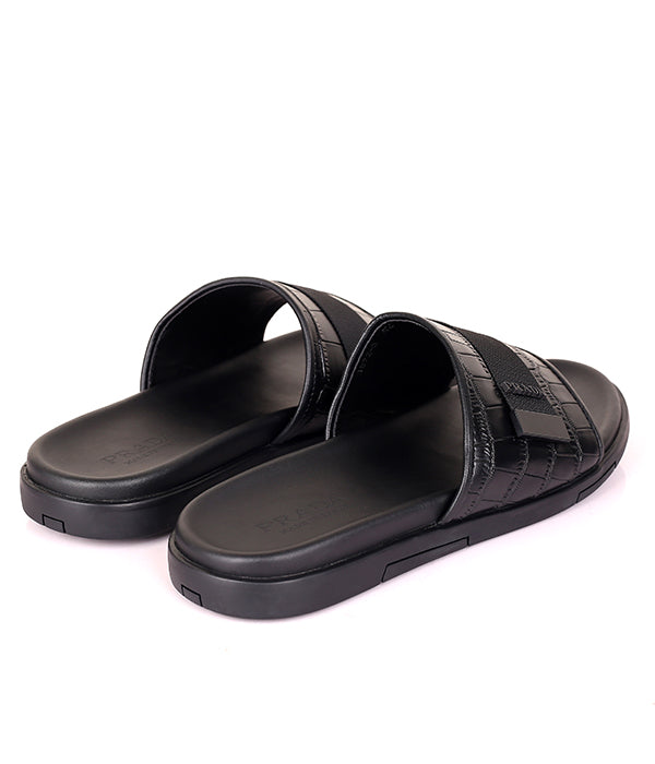 Prada Croc Design Black Cover Slide