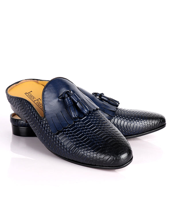 John Foster Kiltie Tassel Men's Mules|Blue