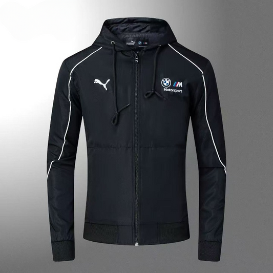 Motorsport Black hooded zipper jacket