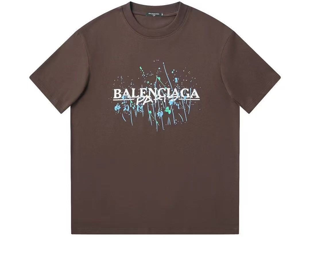 Paint splatter crew neck brown T-shirt