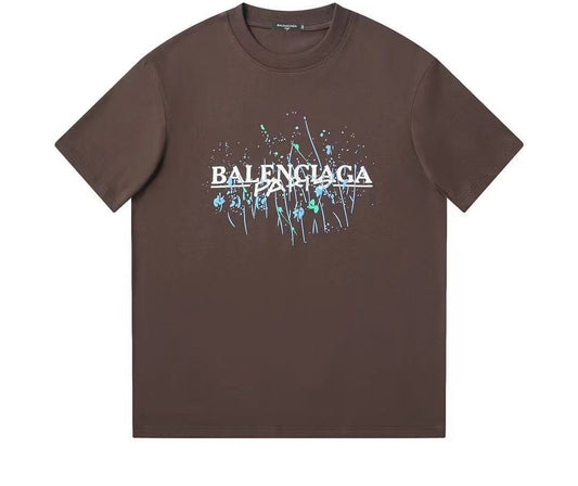 Paint splatter crew neck brown T-shirt