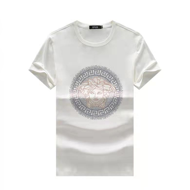 Versace Embellished Medusa Greca Logo T-Shirt Men's|White