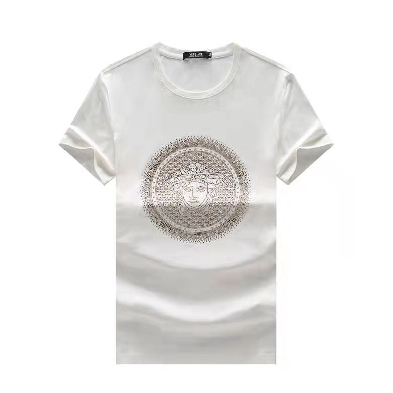 Versace Embellished Medusa Logo T-Shirt Men's|White
